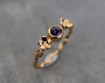 Flower crown and amethyst ring
