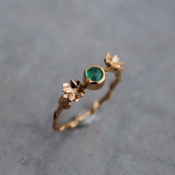 Emerald Mini Lotus Earrings