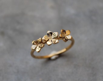 Gold-plated three-flower ring