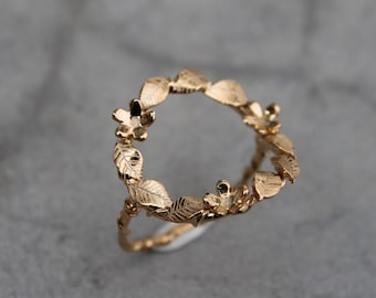 Gold plated flower crown ring