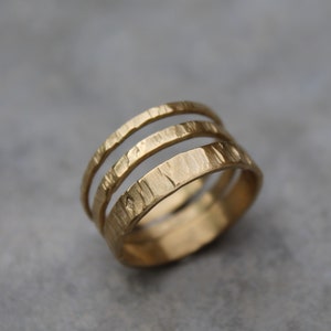 Gold plated and hammered stacking rings