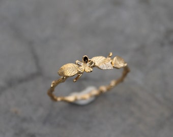 Gold plated flower crown ring