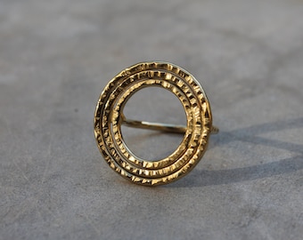 Gold-plated and hammered ring