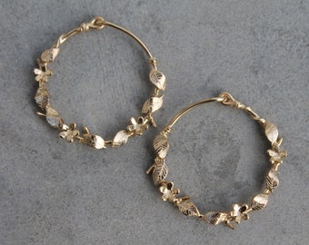 Minimalist gold-plated floral earrings