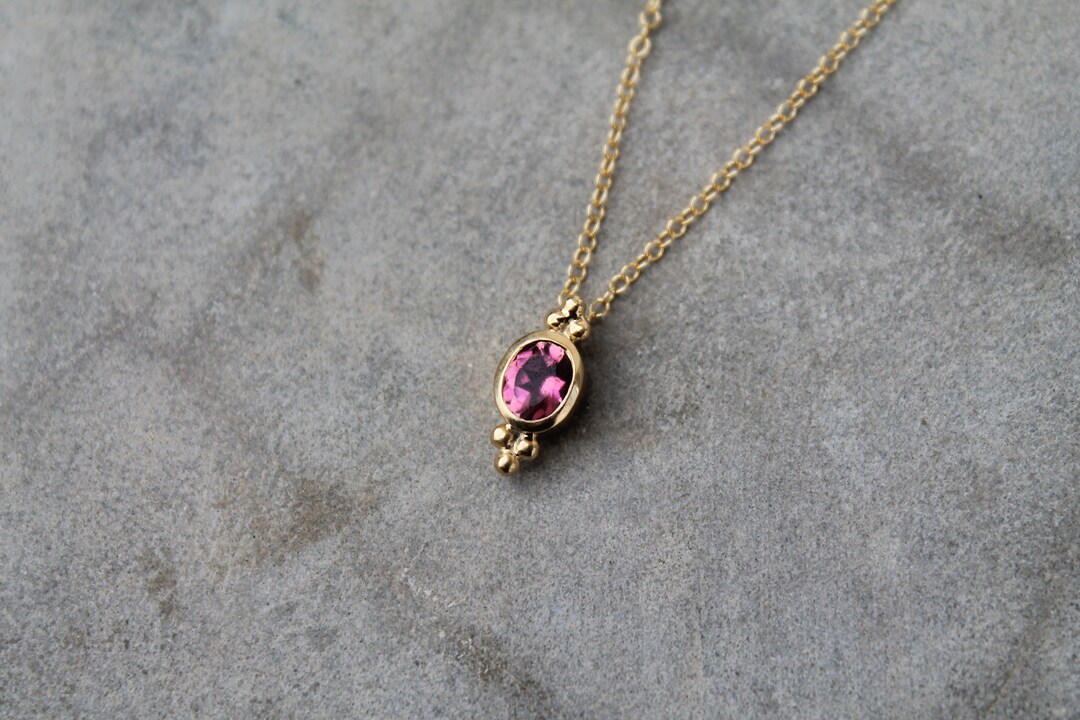 Gold Plated Pendant Necklace and Pink Tourmaline Etsy