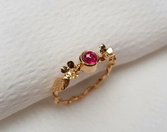 Flower crown and ruby ring