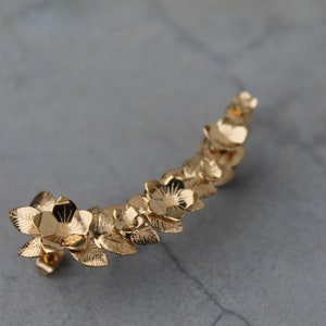 Unique flower and leaf ear cuff image 5