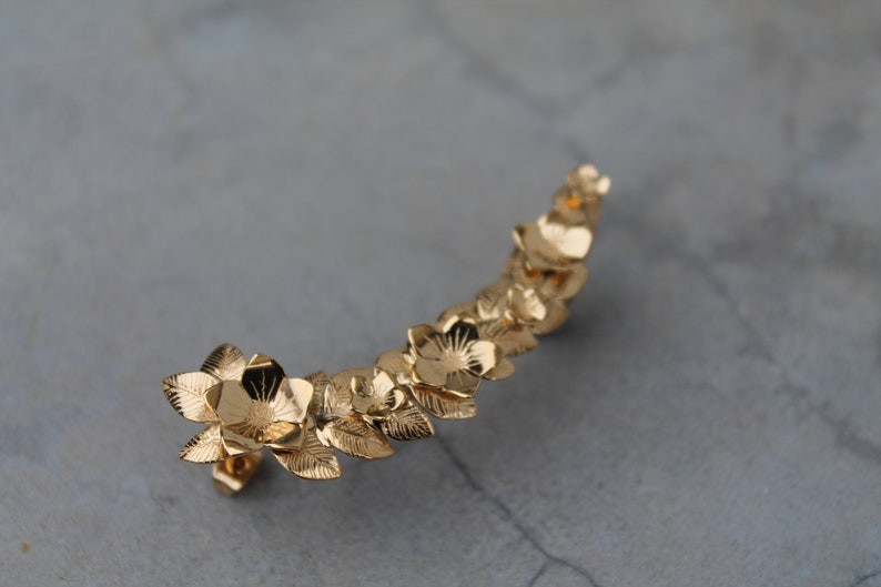 Unique flower and leaf ear cuff image 5