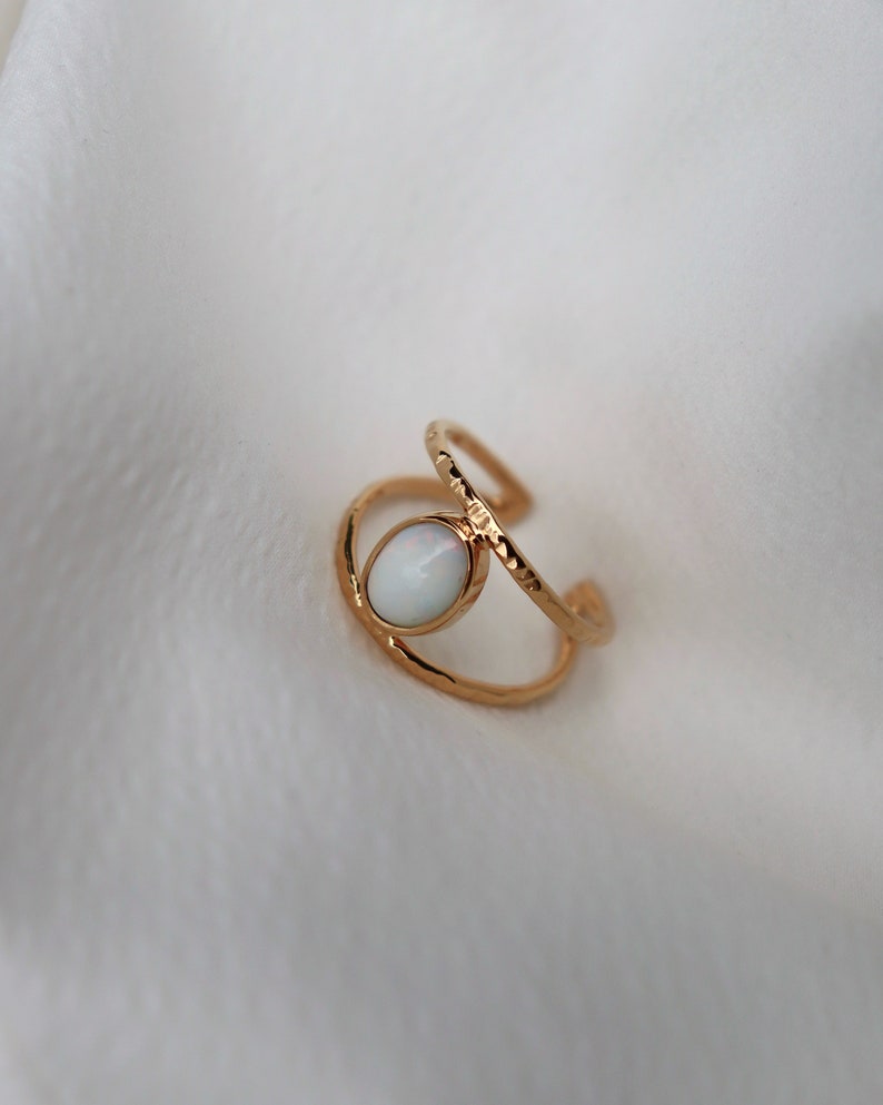 Hammered and opal ring image 4