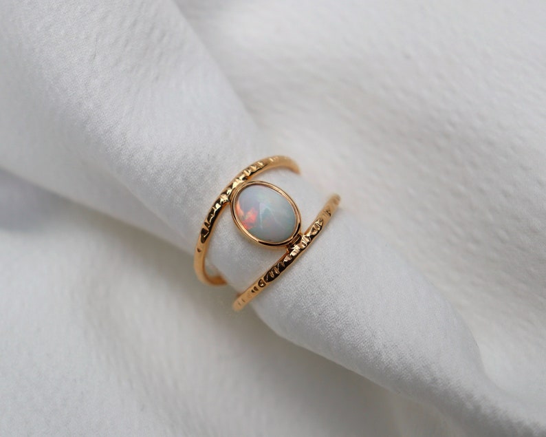 Hammered and opal ring image 1