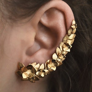 Unique flower and leaf ear cuff image 8