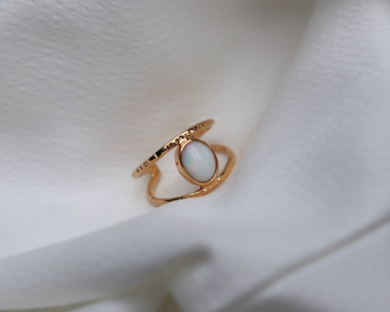 Hammered and opal ring image 2