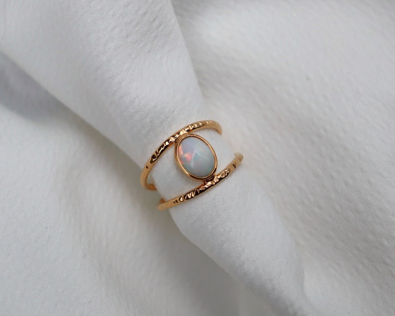 Hammered and opal ring image 3