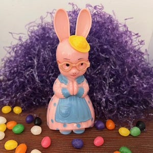 Vintage Knickerbocker Pink Plastic Bunny - Etsy