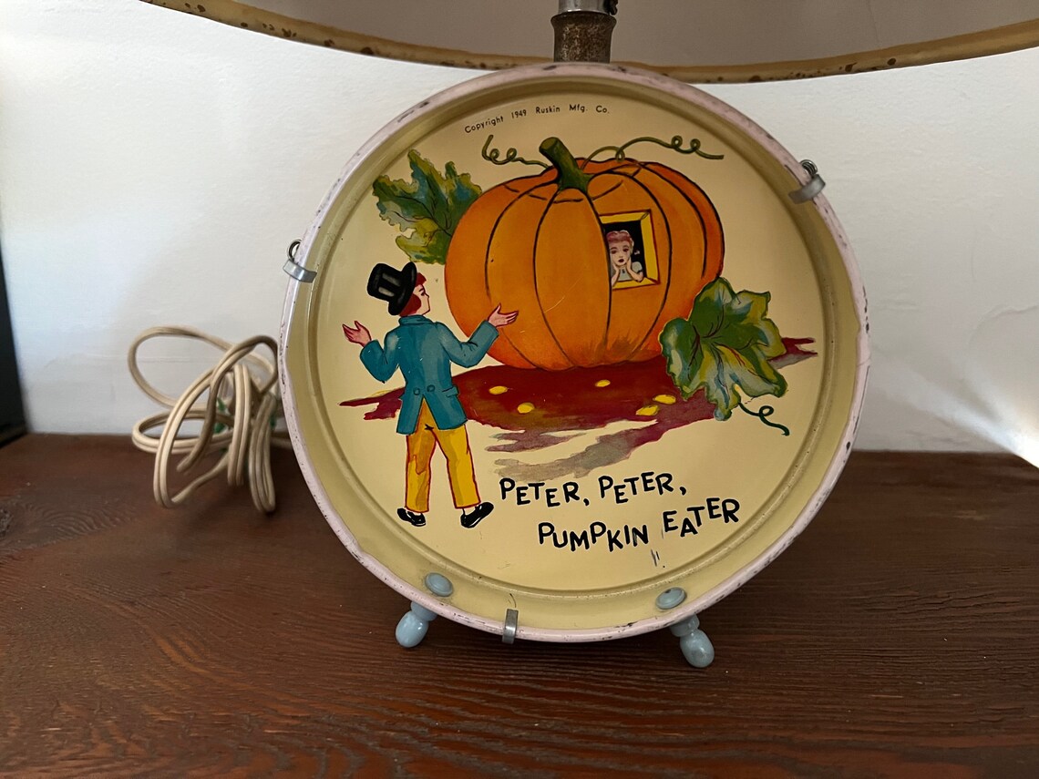 Vintage Nursery Rhyme Tin Litho Child's Lamp 1949 Jack and Etsy
