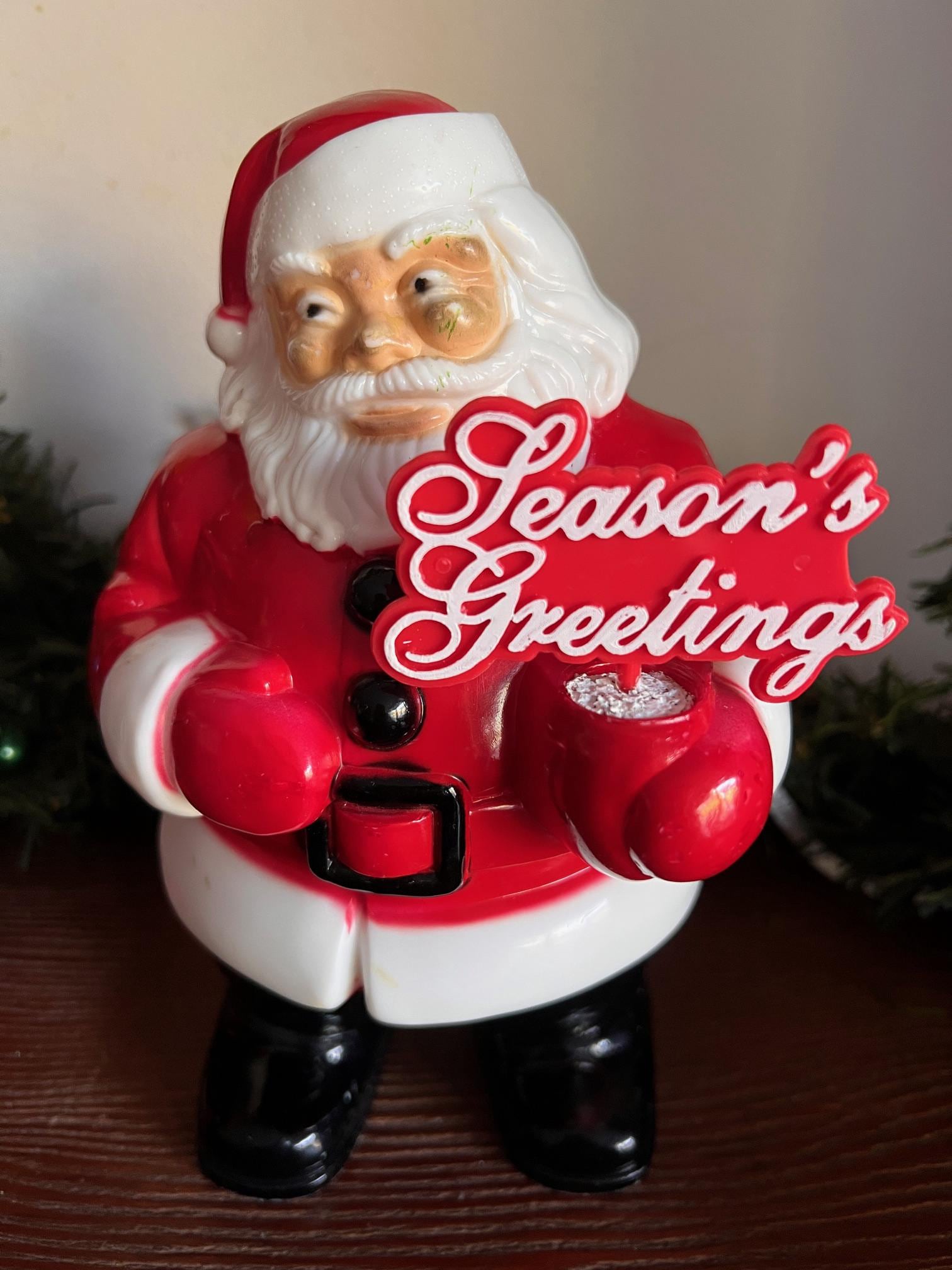 Vintage 1950s Royalite Santa Light With Season's Greetings Sign - Etsy