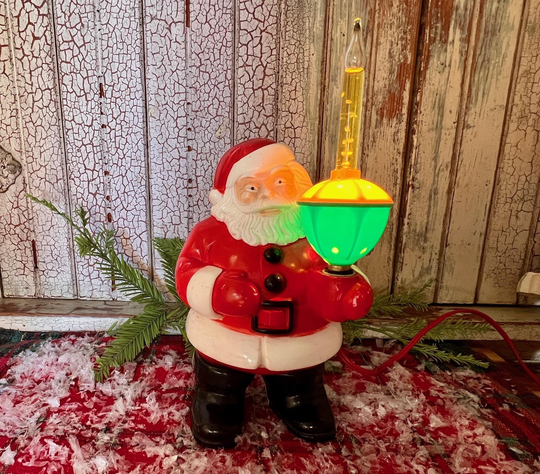 Vintage Santa Bubble Light 1950s Hard Plastic Holiday Royalite