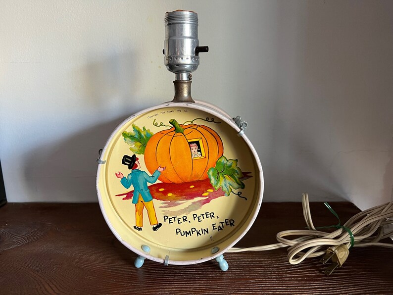 Vintage Nursery Rhyme Tin Litho Child's Lamp 1949 Jack and Etsy