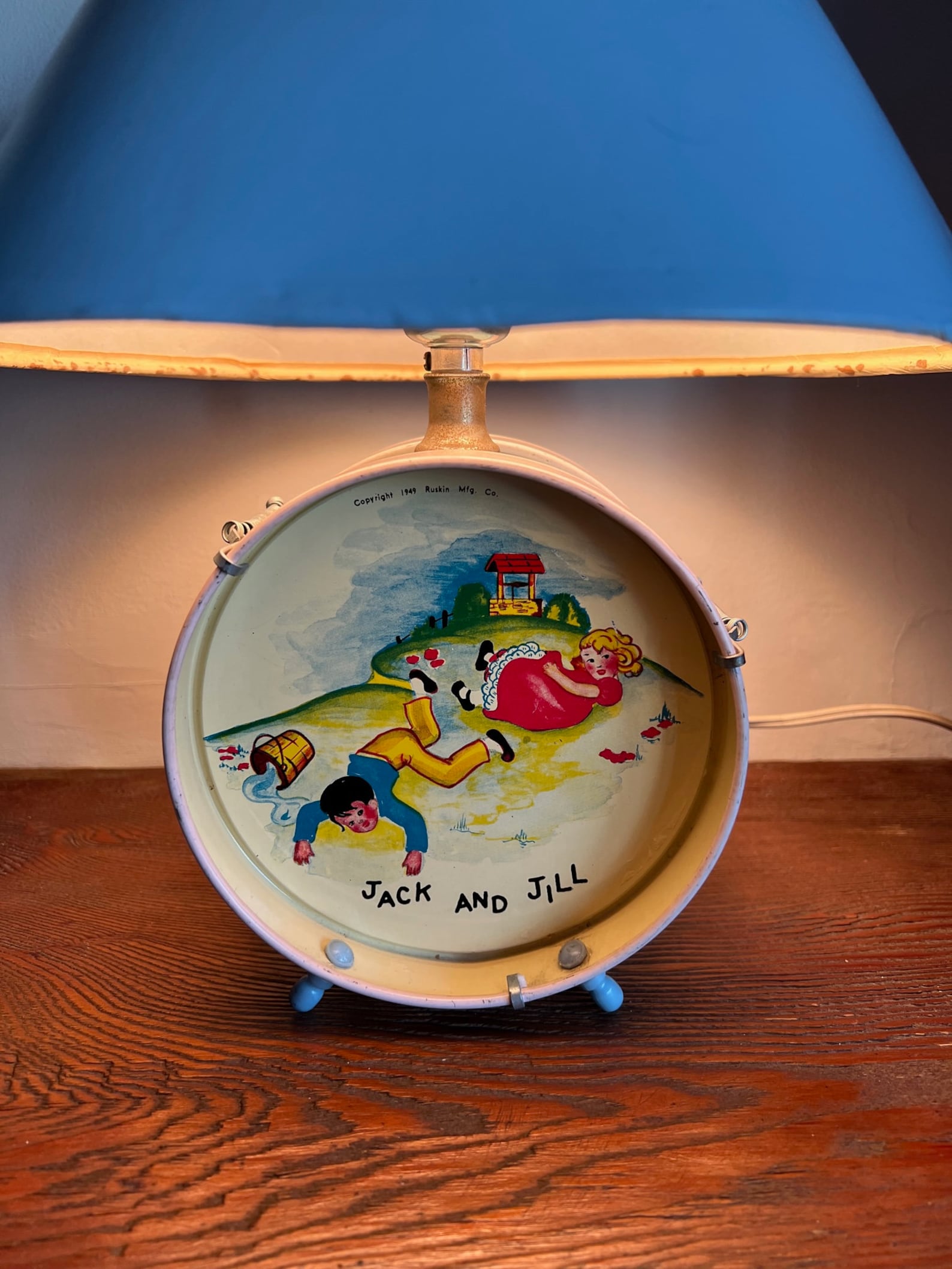 Vintage Nursery Rhyme Tin Litho Child's Lamp 1949 Jack and Etsy