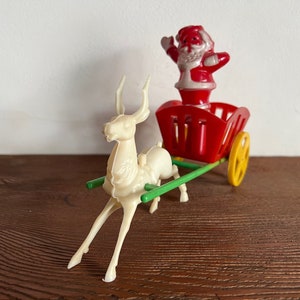 Vintage E. Rosen Santa in Cart Candy Container 1950s Christmas Holiday Rosbro/Rosen Collectible