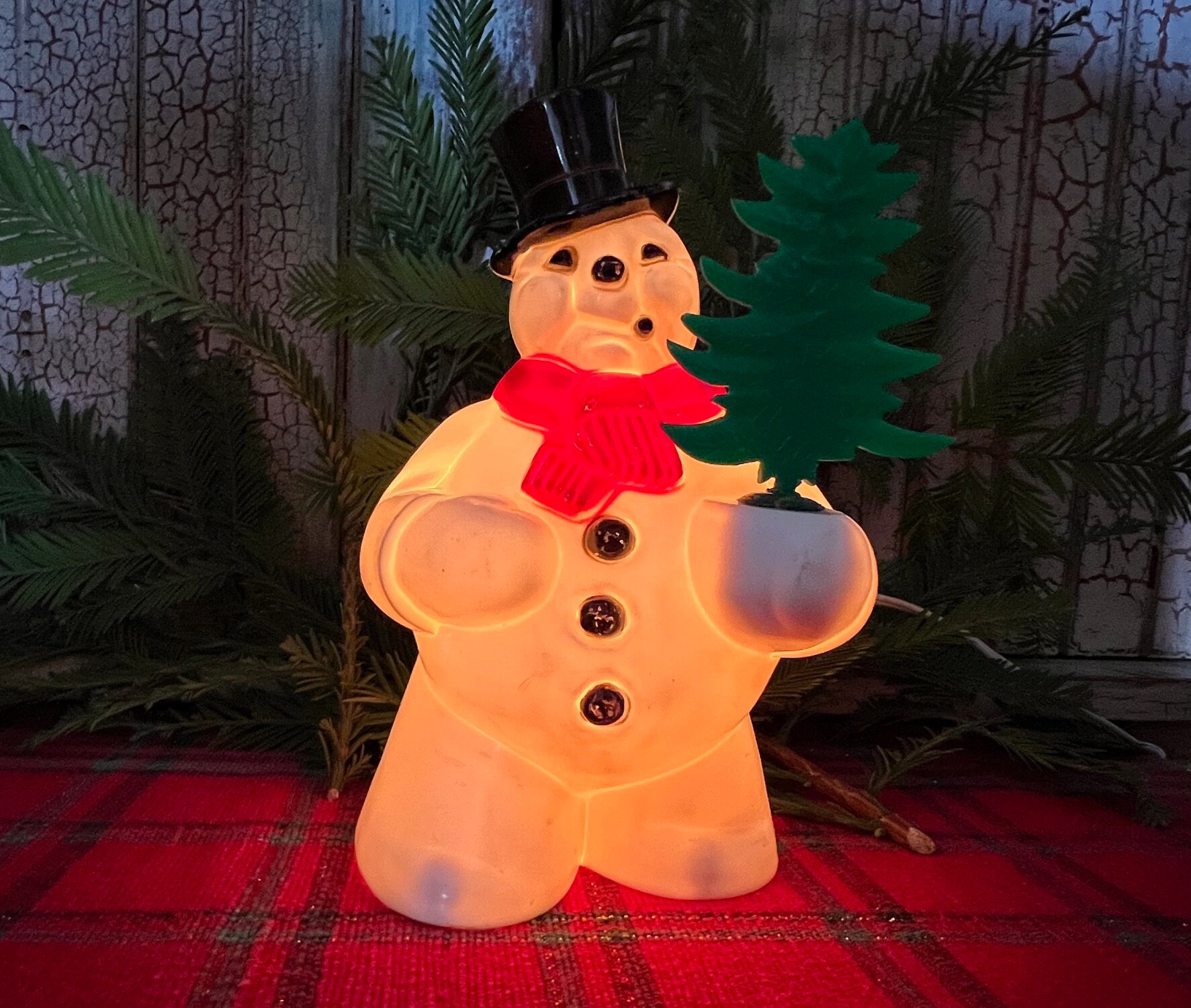 Vintage Snowman Hand Painted Lights up Christmas & Winter