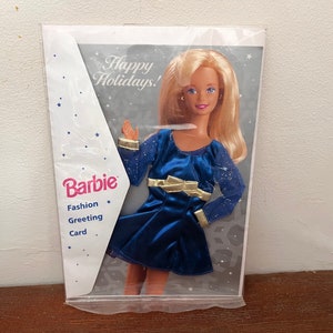 Cartão de felicitações vintage da Barbie Fashion 1995 Cartão de boas festas da Barbie em embalagem original lacrada