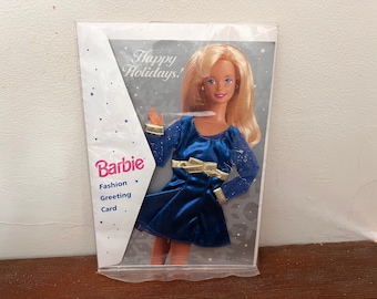 Vintage Barbie Fashion Greeting Card  1995 Barbie Happy Holidays Card in sealed original packaging