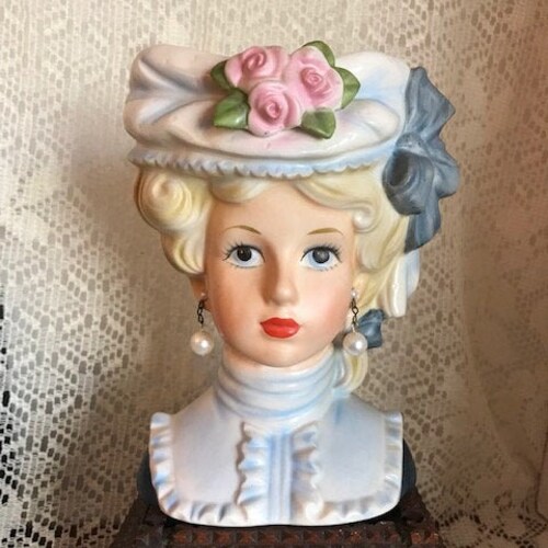 VINTAGE Relpo Lady Head Vase Etsy