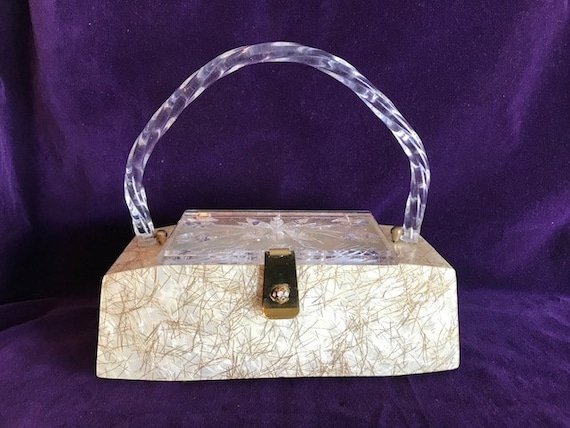 Beautiful Lucite Box Purse Vintage Confetti Purse