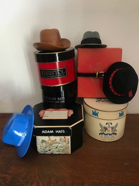 Vintage Adam Hats Mini Hat Box and Hat Vintage Gift