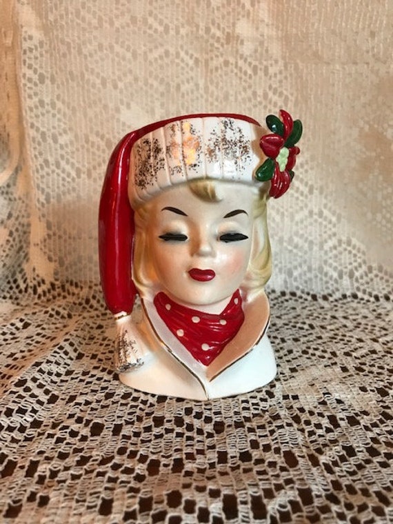 Vintage 5 Napco Christmas Head Vase 1960s Holiday Etsy