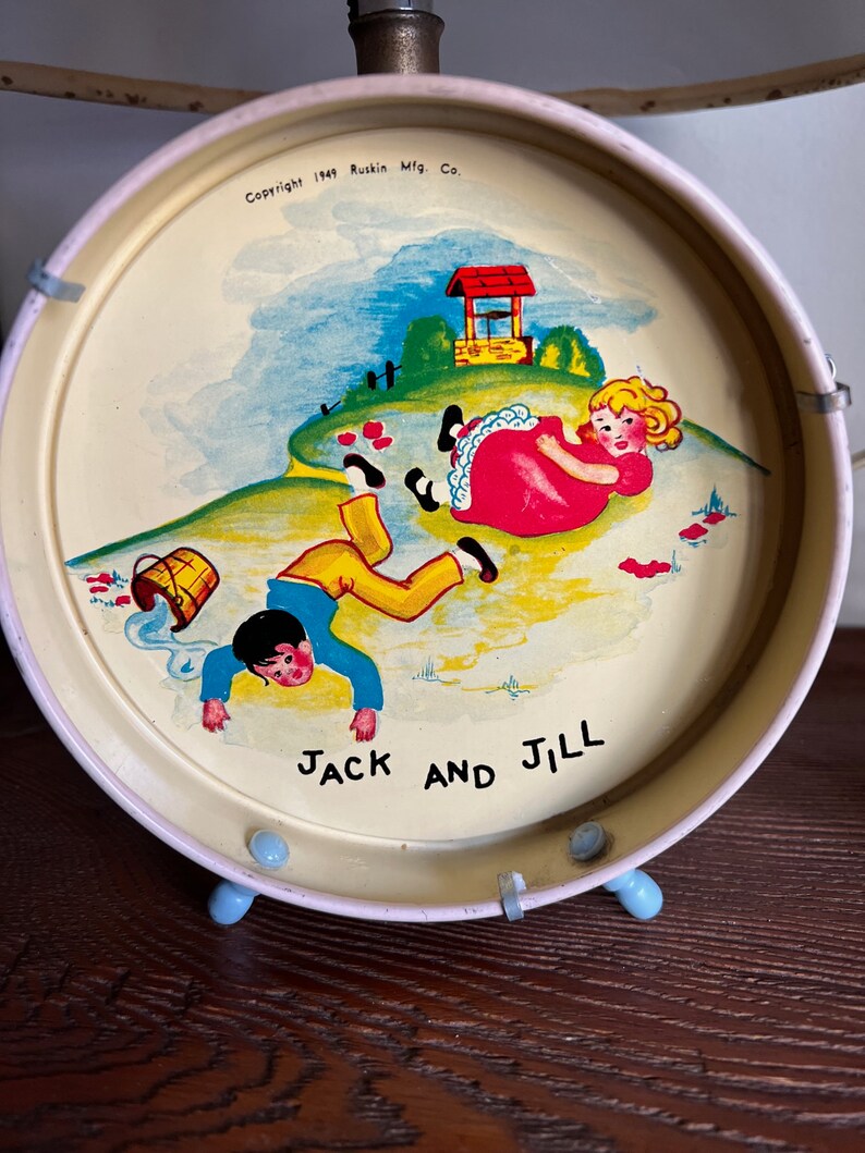 Vintage Nursery Rhyme Tin Litho Child's Lamp 1949 Jack and Etsy