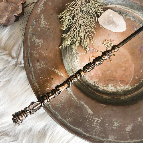 Arrow and Flower Magic Wand, Gold Wand, Geek Accessories, Witch Wand, Wizard Wand, Costume