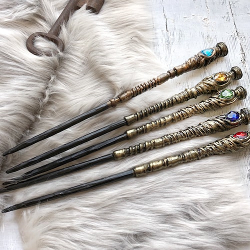 Magic Wand with Crystal, Choose Color, Gold Magic Wand, Geek Accessories, Wizard Wand, Costume