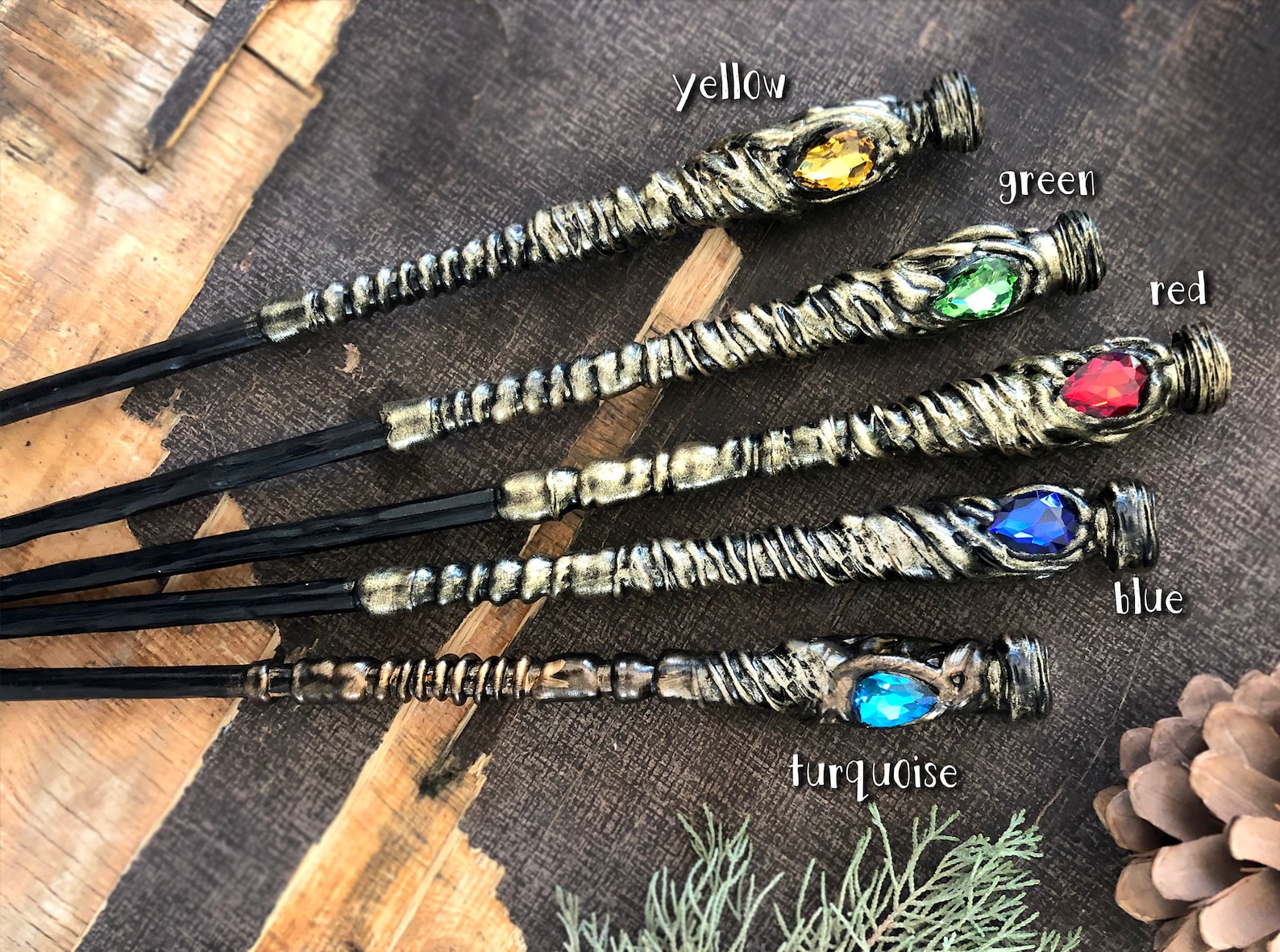 Magic Wand With Crystal Choose Color Gold Magic Wand Geek Etsy