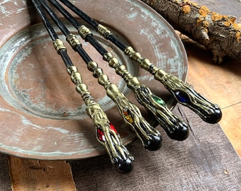 Black Moon Magic Wand with Three Crystals - Choose Color, Black and Gold  Wand, Geek Accessories, Witch Wand, Wizard Wand, Costume