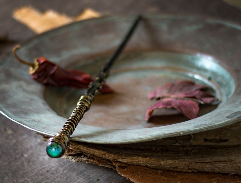 Green Top Magic Wand Magic Wand With Green Glass Dome Gold Etsy UK