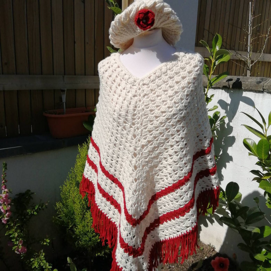Damen Poncho Cape Mit Fransen – Gestrickt, Eleganter Wickel-Schal Für Herbst