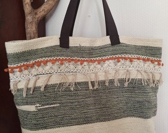 Large bohemian chic tote bag