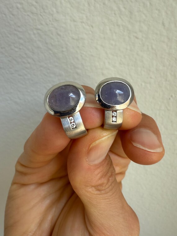 14k White Gold Lavender Jade Diamond Leverback Earrings