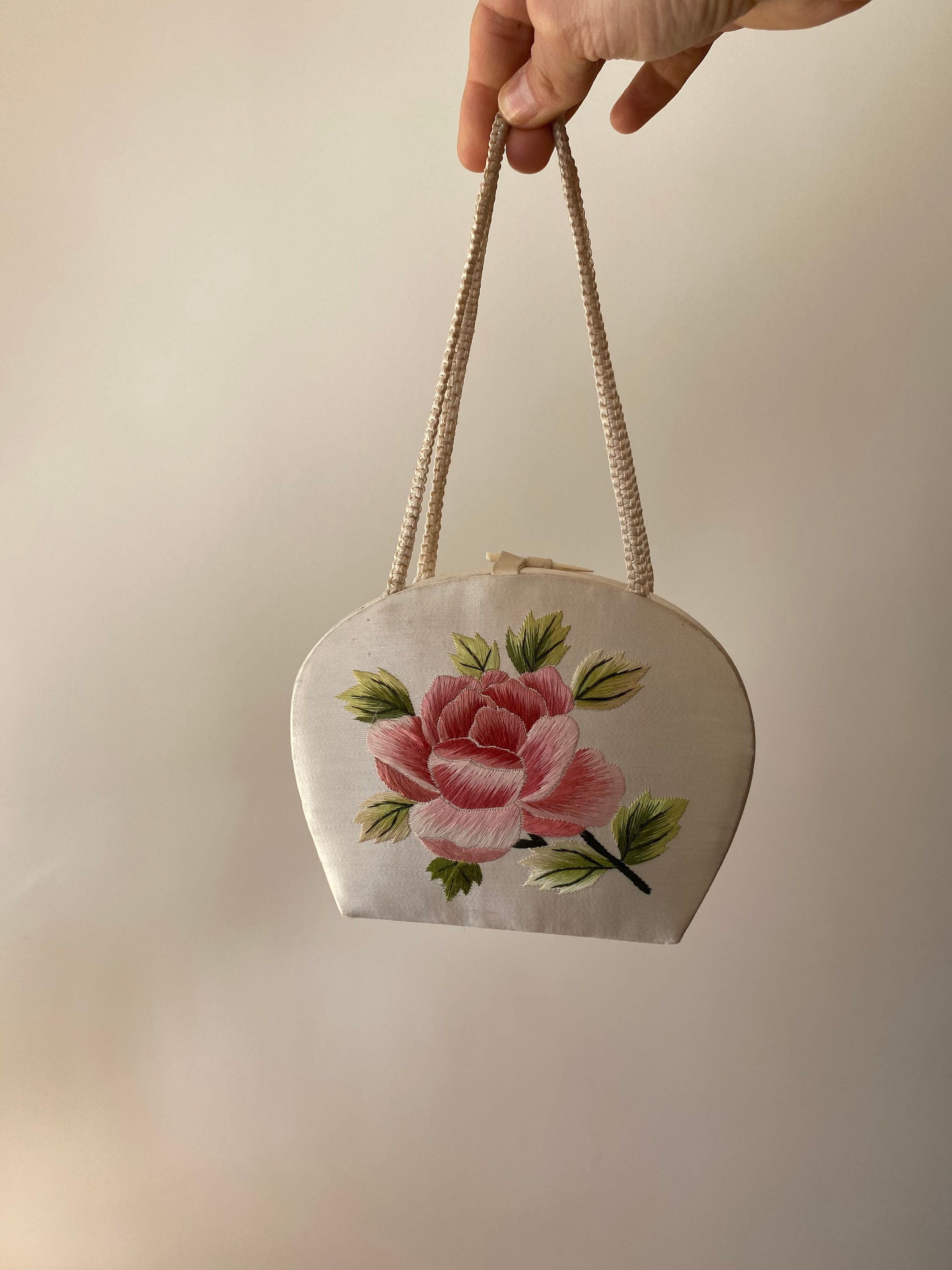 Adorable Satin Embroidered Floral Purse Bag Etsy