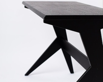 Modern Minimalist Black Oak Desk | Japandi Home Office
