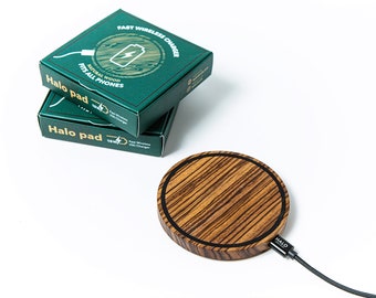 Zebrano Wood Wireless Charger, 15W Qi Charging Pad