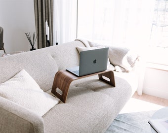 Walnut Nordic Bed Tray, Portable MacBook Laptop Desk, Minimalist Wood Couch Stand