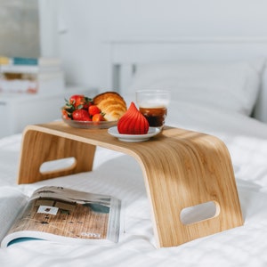 Bandeja de madera para la cama, bandeja portátil para computadora portátil, escritorio para el regazo, escritorio para la cama, bandeja para el desayuno, soporte para computadora portátil, mesa para computadora portátil, regalo para él, accesorio para el hogar