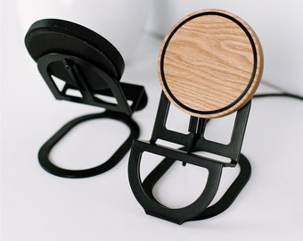 Wooden Qi Wireless Charger, Phone Charging Stand, Gift for Him