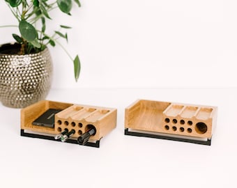 Wooden Desk Organizer, Elevated Office Storage