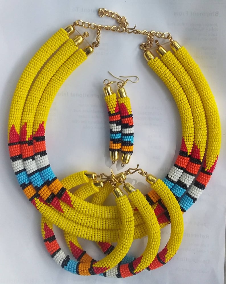 ON SALE African jewelry set Kenyan jewelry set Maasai necklaces Tribal jewelry set for women women's fashion Zulu necklaces image 1