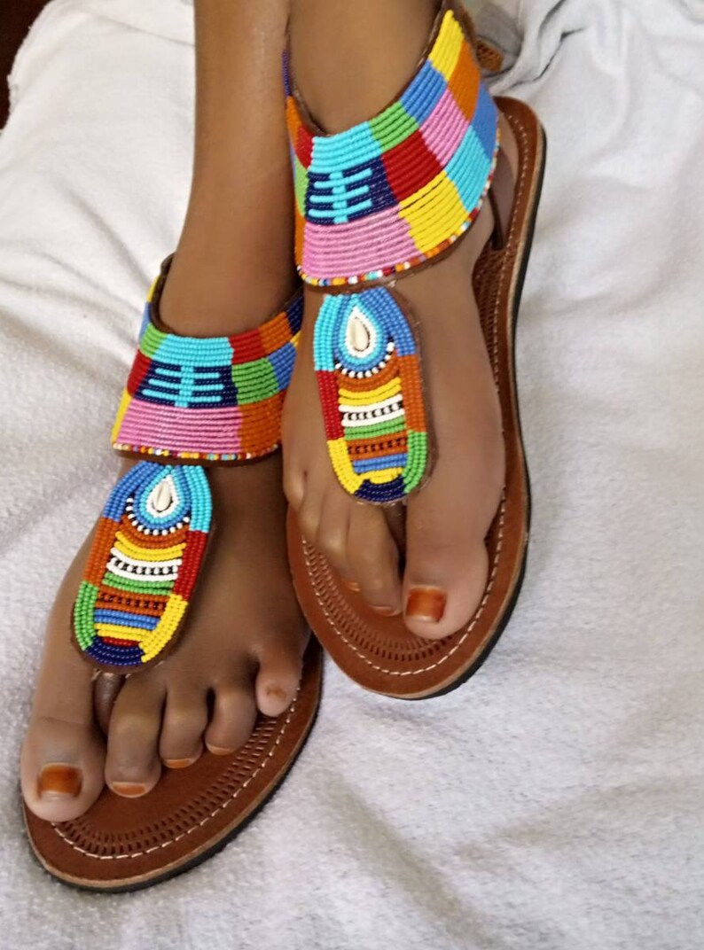 ON SALE Maasai Sandal African Beaded Sandal Kenyan Etsy
