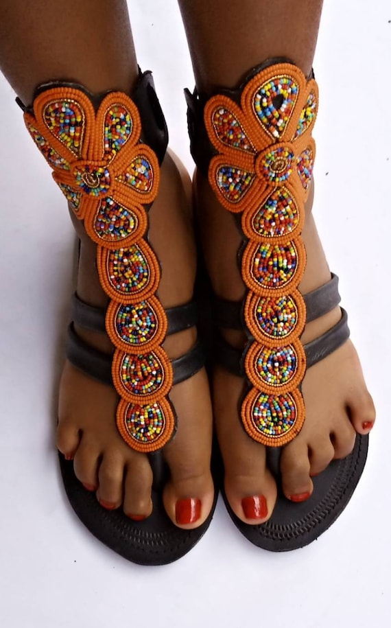 ON SALE African Gladiator Sandal orange Sandal sandals for Women